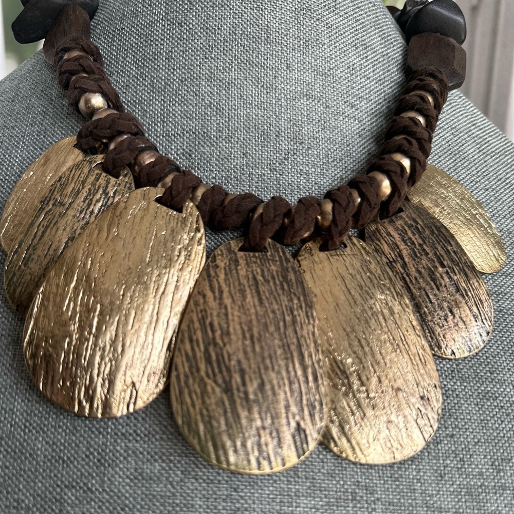 Chicos Vintage Adjustable Necklace with Metal Teardrop Pendants - Picture 2 of 12